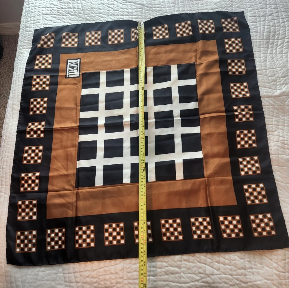 Elegant Black and Brown Checkered Scarf